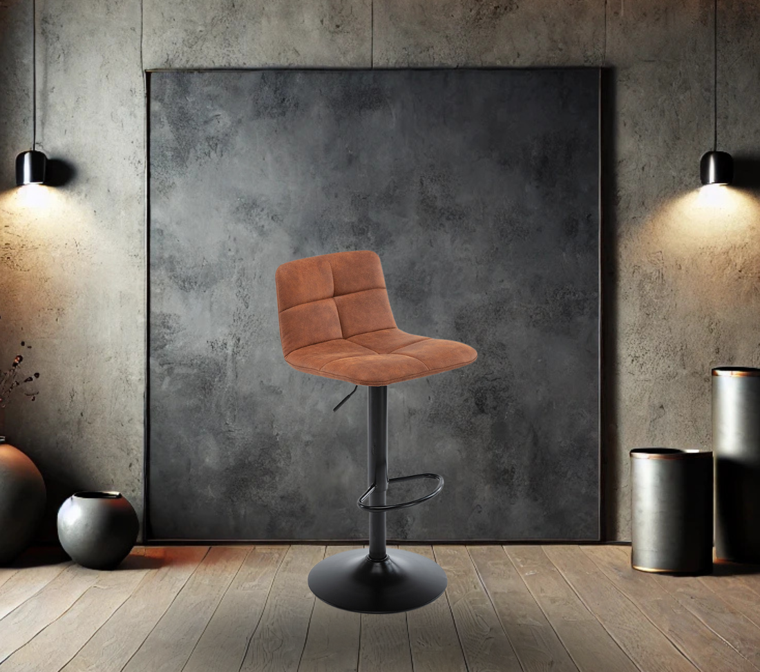 Barkruk Amber cognac kunstleder microfiber