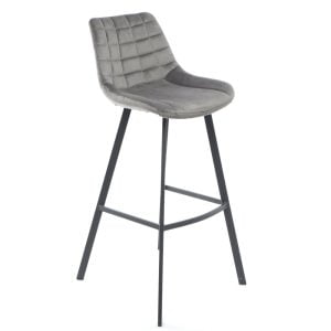 Capri barkruk velvet grijs 82cm