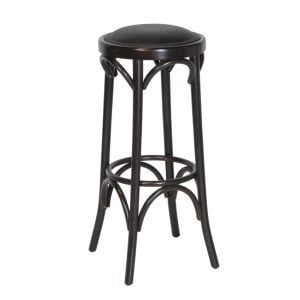 Paris barkruk zwart gestoffeerd met nagels