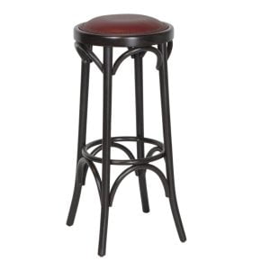 Paris barkruk rood gestoffeerd met nagels