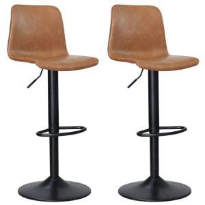 Set van 2 Phuket barkrukken cognac kunstleder