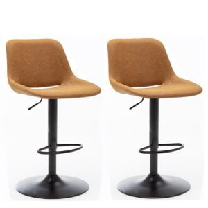 Set van 2 barkrukken Arthur cognac kunstleder