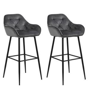 Set van 2 Salzburg barkrukken donkergrijs velvet