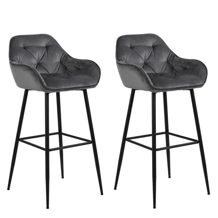 Set van 2 Salzburg barkrukken donkergrijs velvet