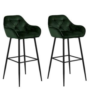 Set van 2 Salzburg barkrukken groen velvet