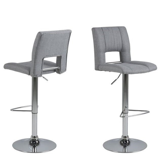 Set van 2 Wanda Barkrukken Lichtgrijs stof