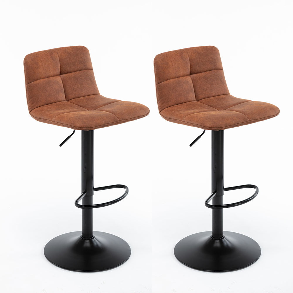 Set van 2 barkrukken Amber cognac kunstleder microfiber