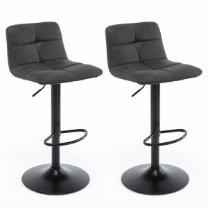 Set van 2 barkrukken Amber zwart kunstleder microfiber