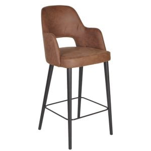 Barprein Vintage barkruk cognac kunstleder