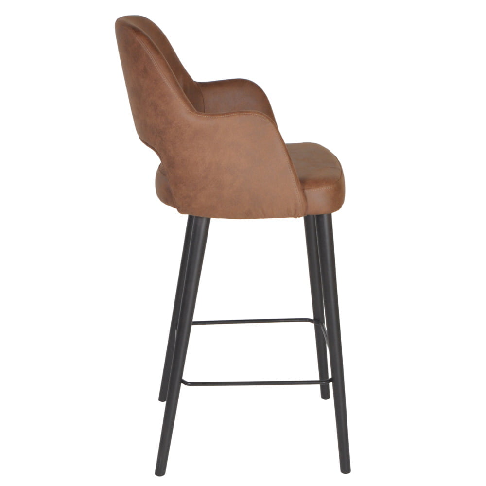 Barprein Vintage barkruk cognac kunstleder - Afbeelding 3