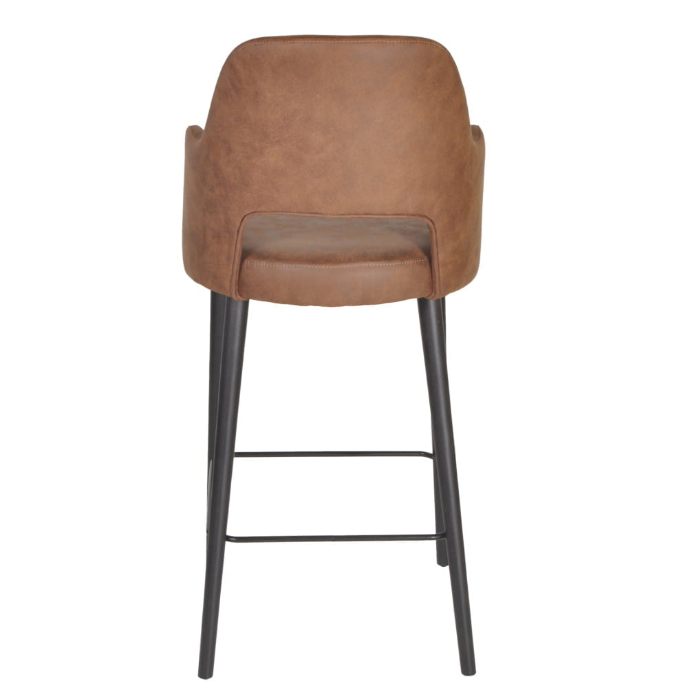 Barprein Vintage barkruk cognac kunstleder - Afbeelding 2