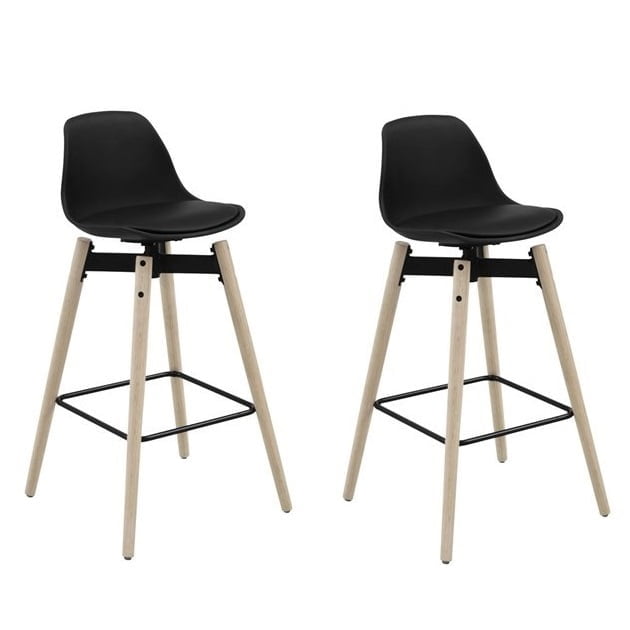 Set van 2 Zenta Barkrukken Zwart-Blank