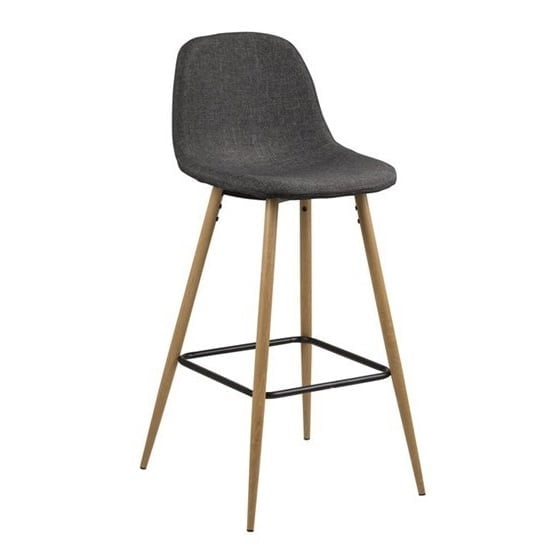 Set van 2 industriële barkrukken Wilma Houtlook Grijs 75cm - Afbeelding 2