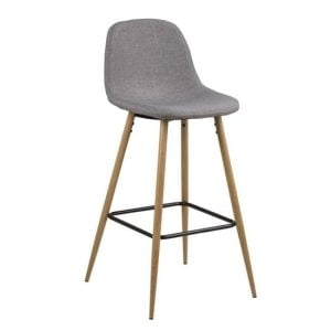 Industriële barkruk Wilma Houtlook Lichtgrijs 75cm