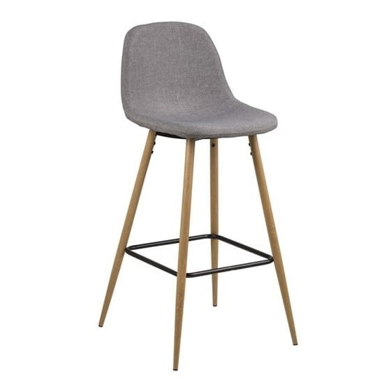 Set van 2 industriële barkrukken Wilma Houtlook Lichtgrijs 75cm - Afbeelding 2