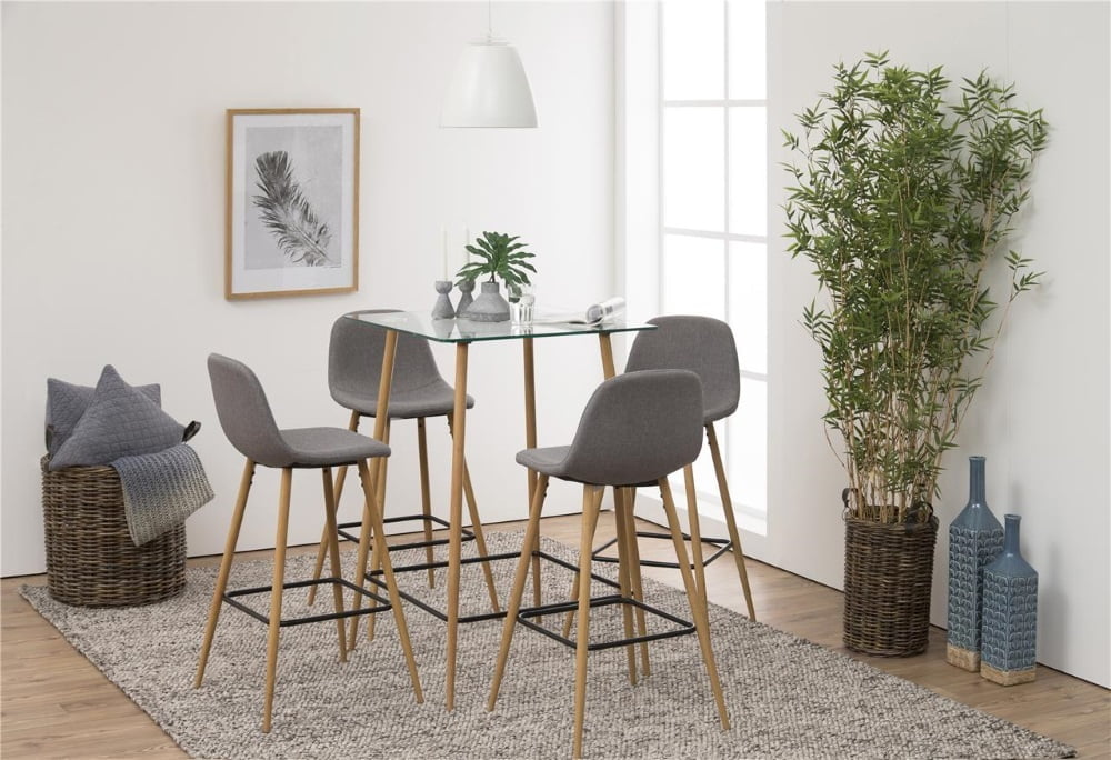 Set van 2 industriële barkrukken Wilma Houtlook Lichtgrijs 75cm - Afbeelding 3