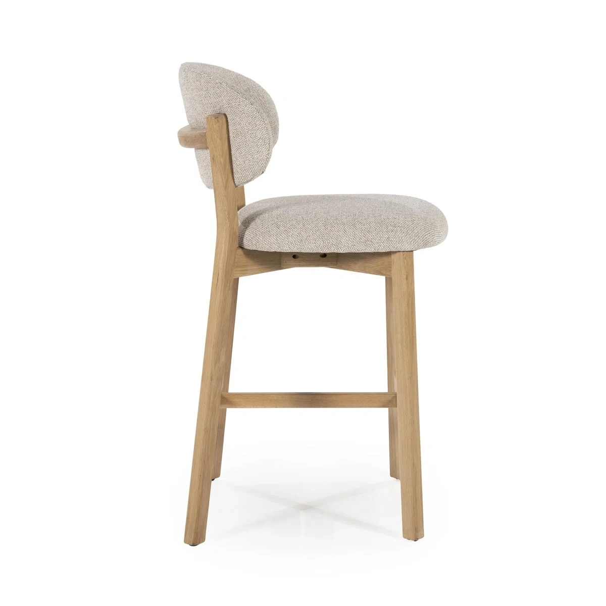 Mikky barkruk taupe, eikenhout 68cm - Afbeelding 2