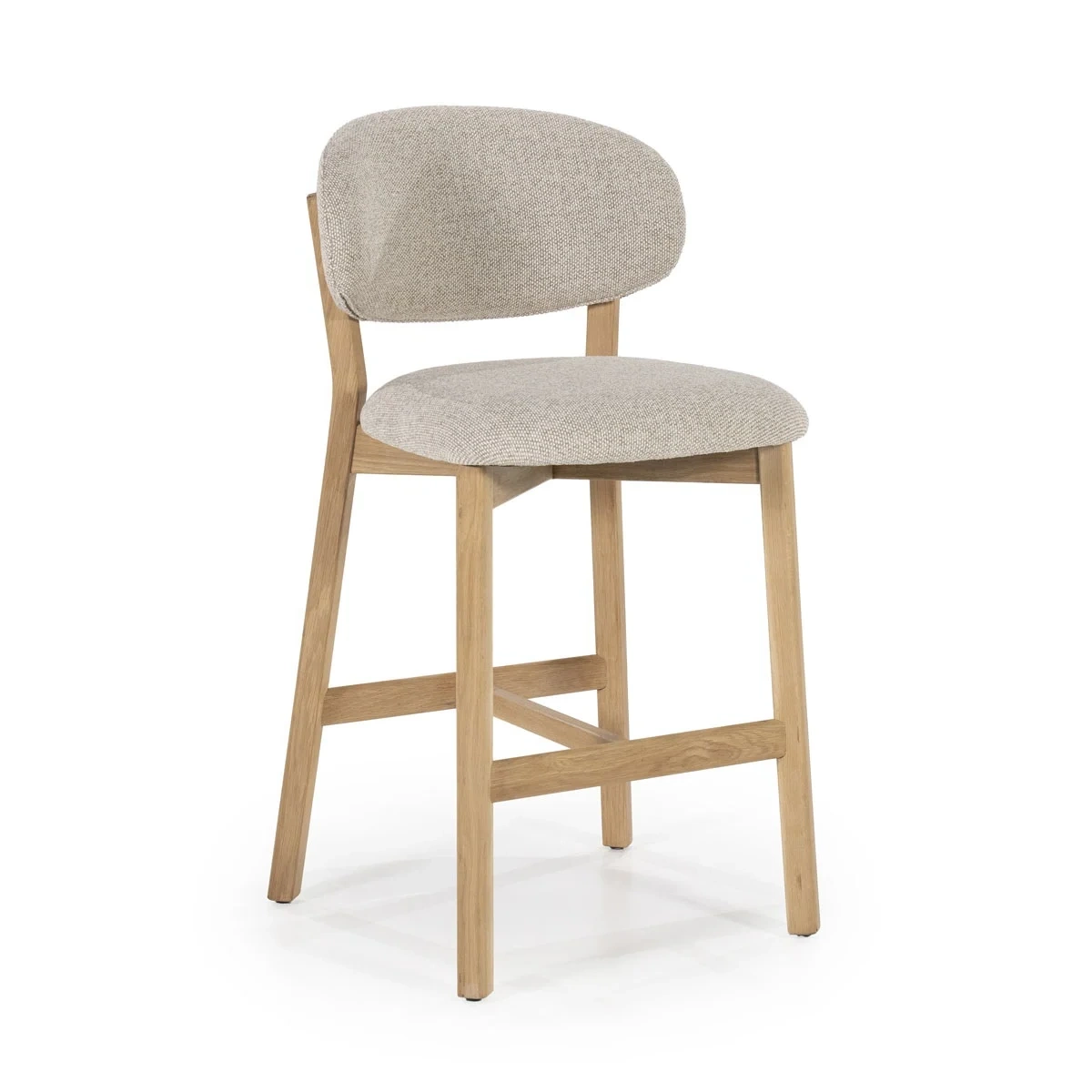Mikky barkruk taupe, eikenhout 68cm