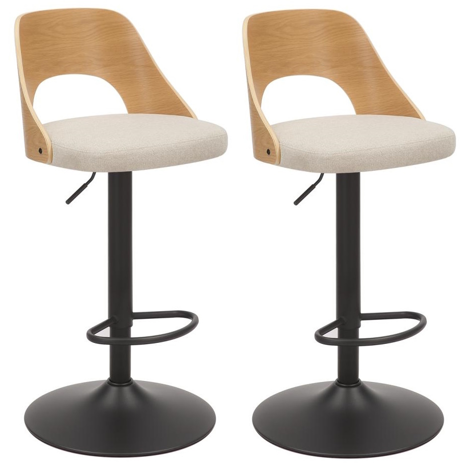 Set van 2 Alonso barkrukken Apia beige, gasveer
