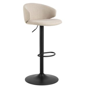 Hazel barkruk beige stof, gasveer zwart