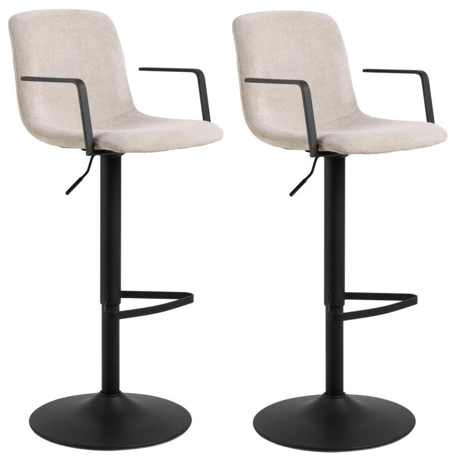 Set van 2 Violet barkrukken creme stof, gasveer zwart