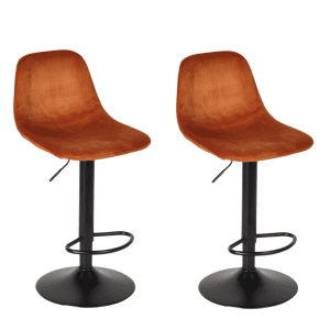 Set van 2 industriële barkrukken Parker Oranje Velours