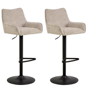 Set van 2 Amelia barkruk beige juto, gasveer zwart