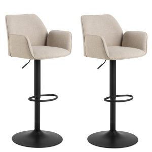 Set van 2 Isabella barkruk beige basel, gasveer zwart