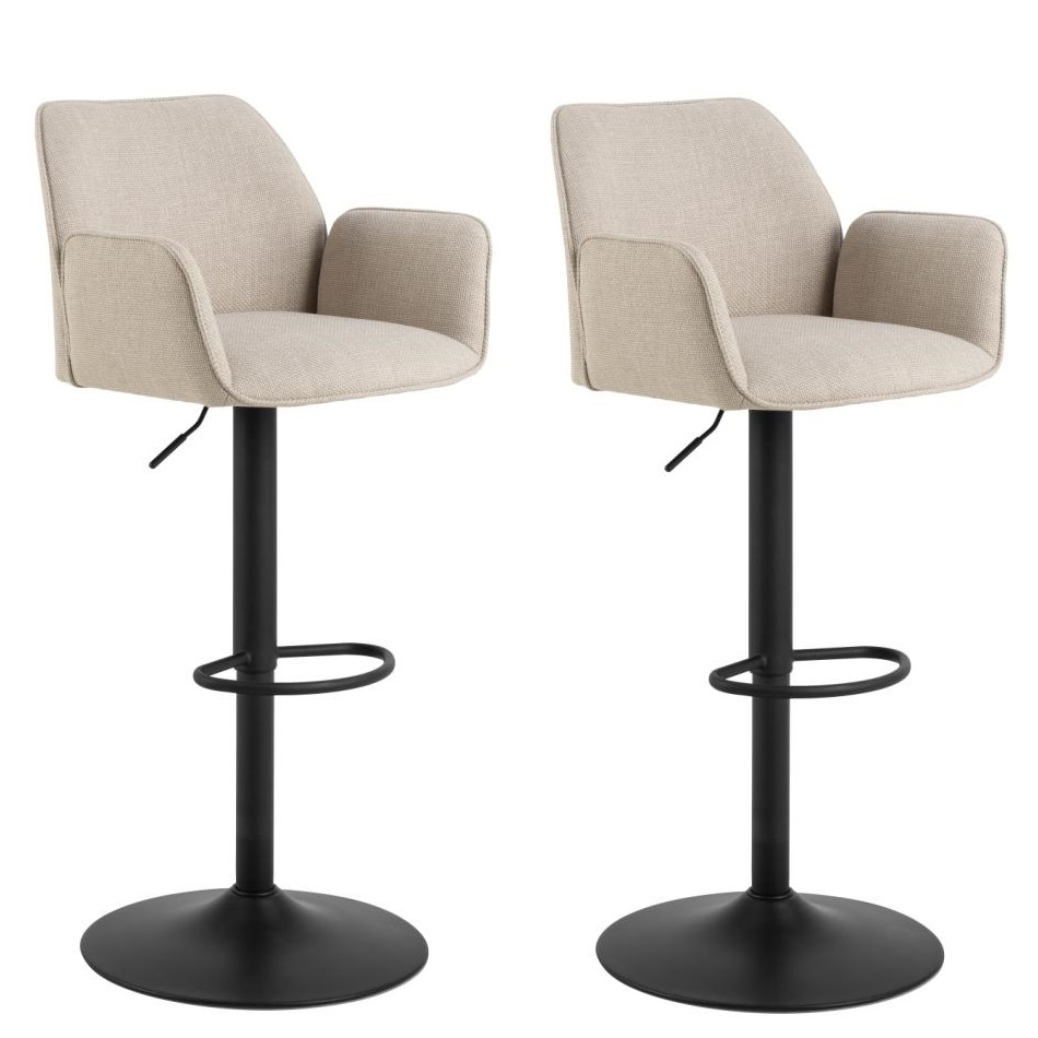 Set van 2 Isabella barkruk beige basel, gasveer zwart