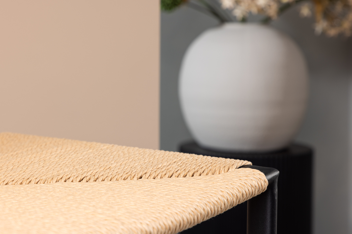 Set van 2 Launo Barkrukken zwart met touwzitting beige 66cm - Afbeelding 4