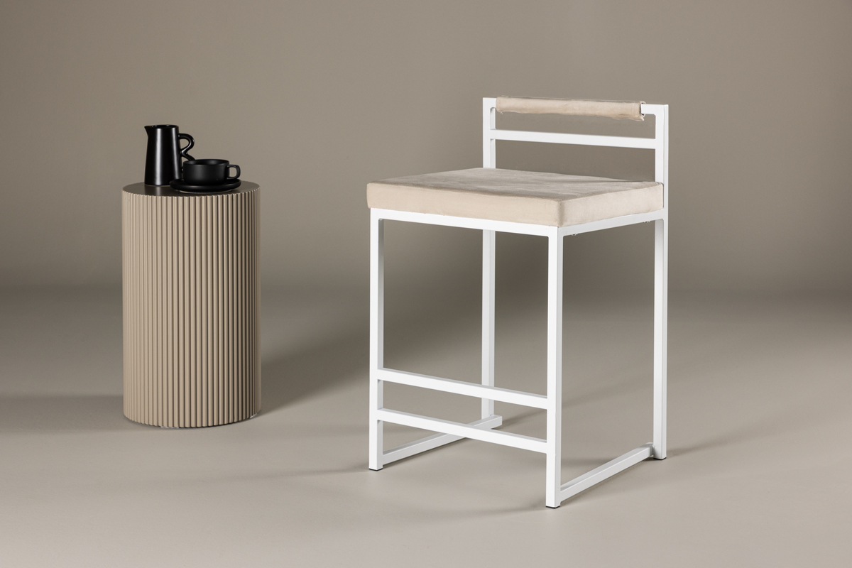 Set van 2 Heikki Barkrukken Wit Beige 58cm - Afbeelding 3