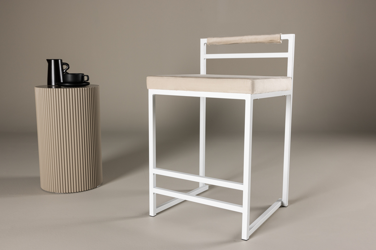 Set van 2 Heikki Barkrukken Wit Beige 58cm - Afbeelding 4