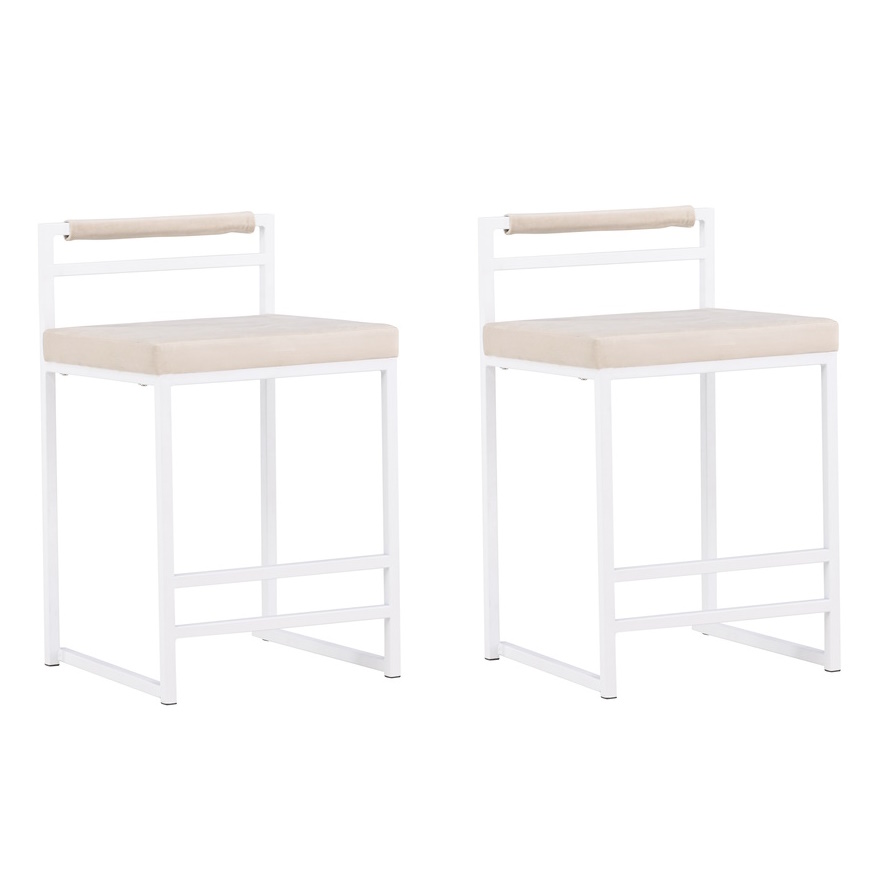 Set van 2 Heikki Barkrukken Wit Beige 58cm