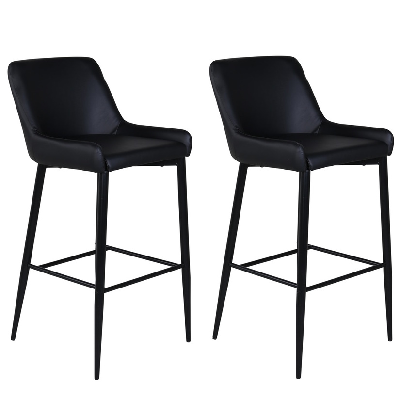Set van 2 Jukka Barkrukken Zwart Kunstleder 74cm