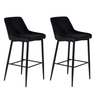 Set van 2 Jukka Barkrukken Velours Zwart 74cm