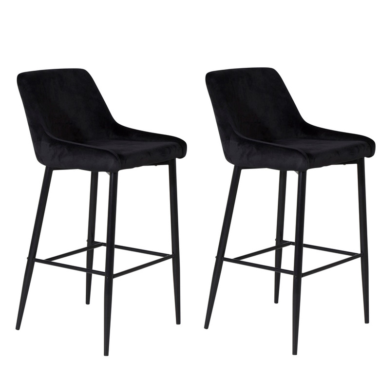 Set van 2 Jukka Barkrukken Velours Zwart 74cm